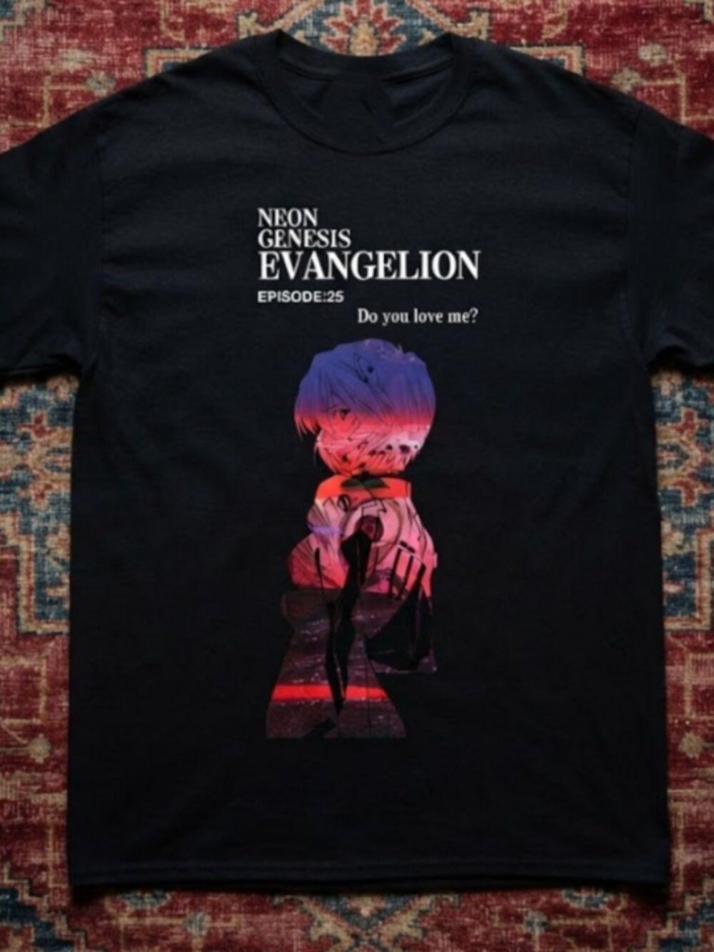Neon Genesis Evangelion do you love me black tee